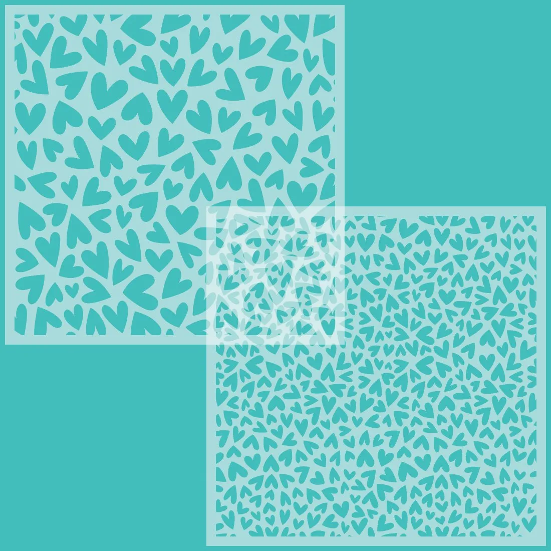 Fluttering Hearts Background Stencils Set of 2