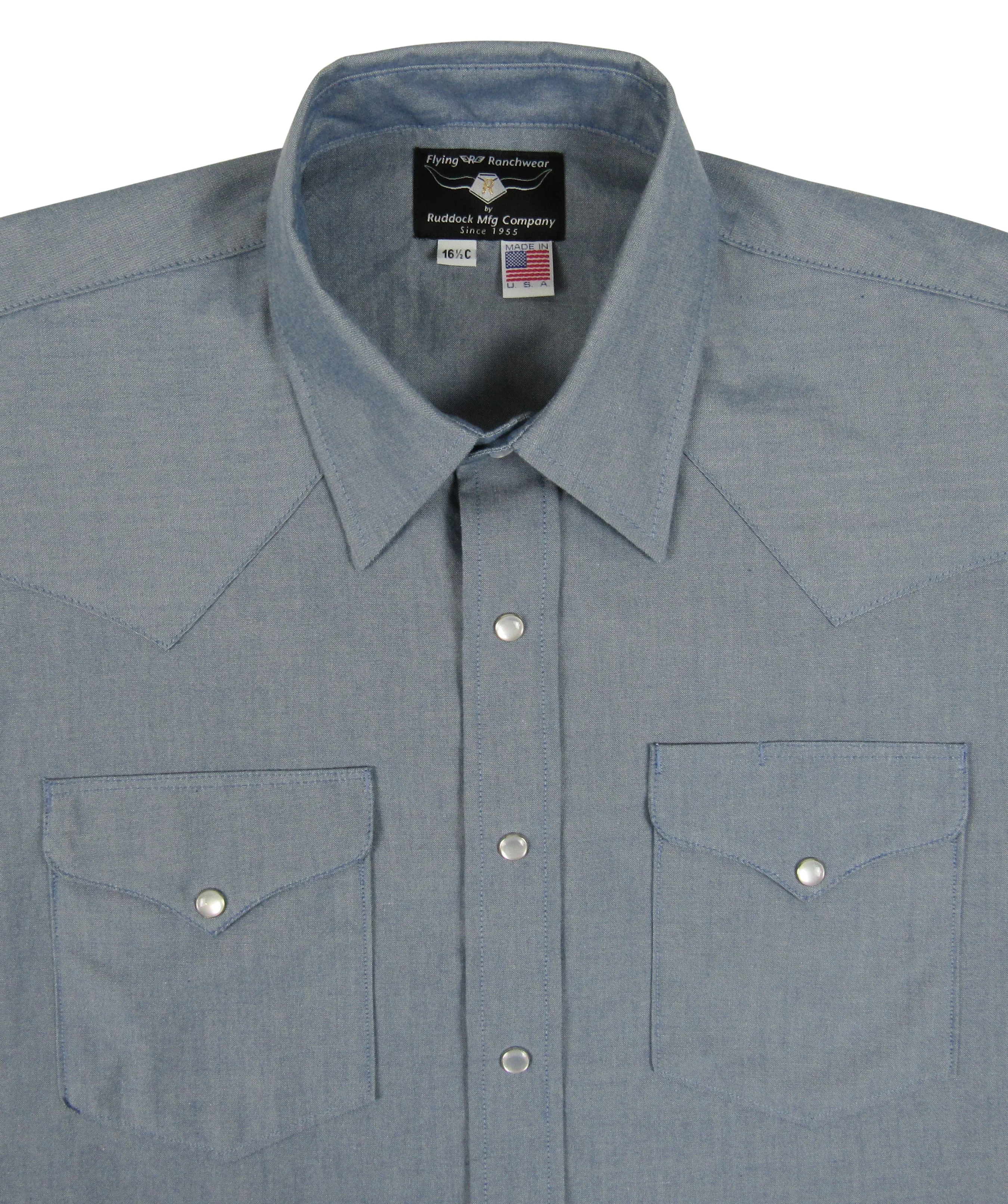 Flying R Ranchwear - Denim Blue Chambray - Short Sleeve - Snaps