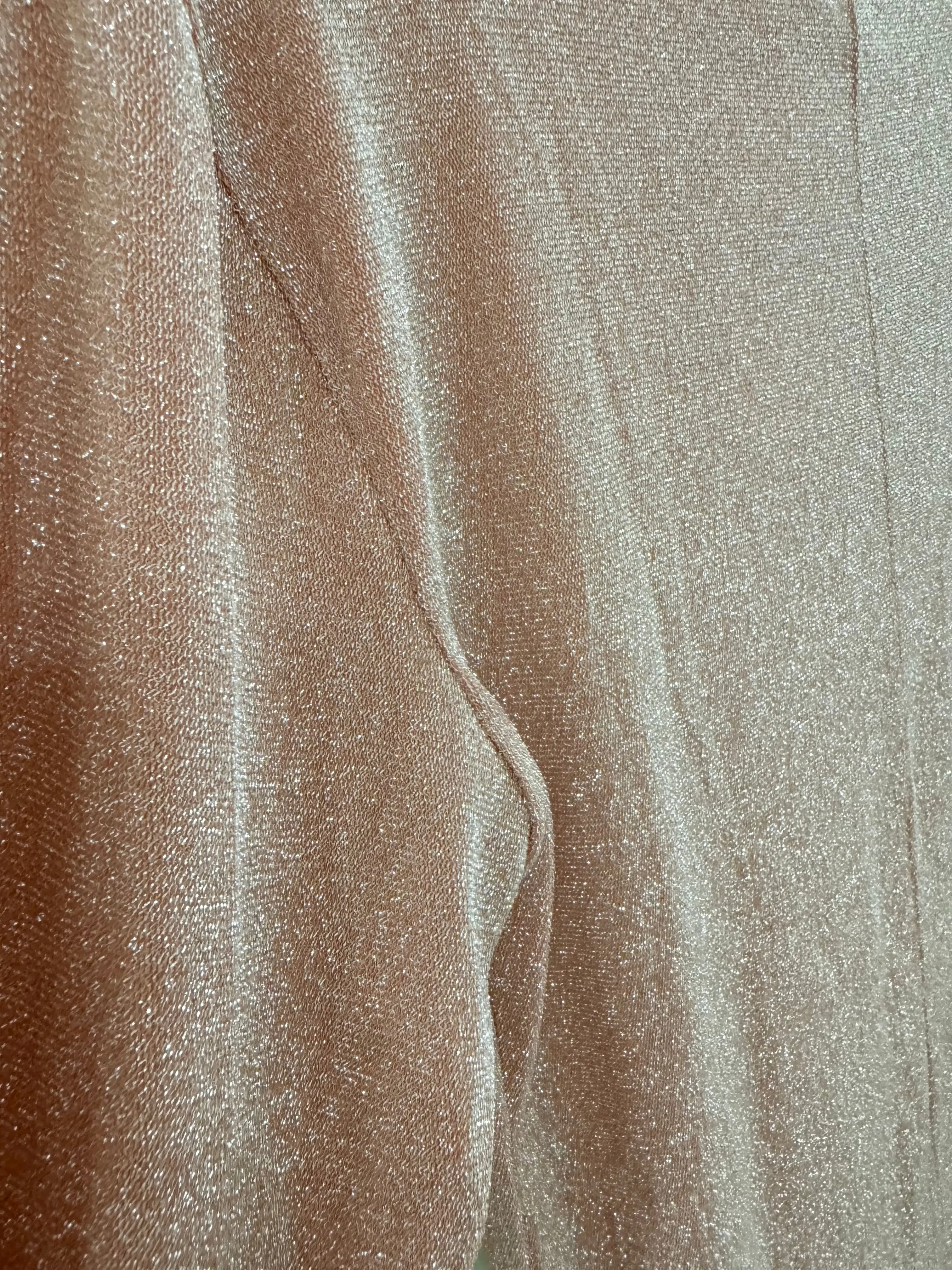 Foil Mock Neck Fitted Top in Natural