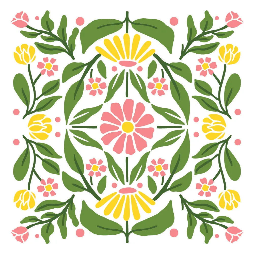 Folk Art Daisy - Set Of 4 Layering Background Stencils