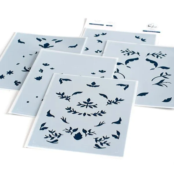 Folk Floral Print layering stencil set