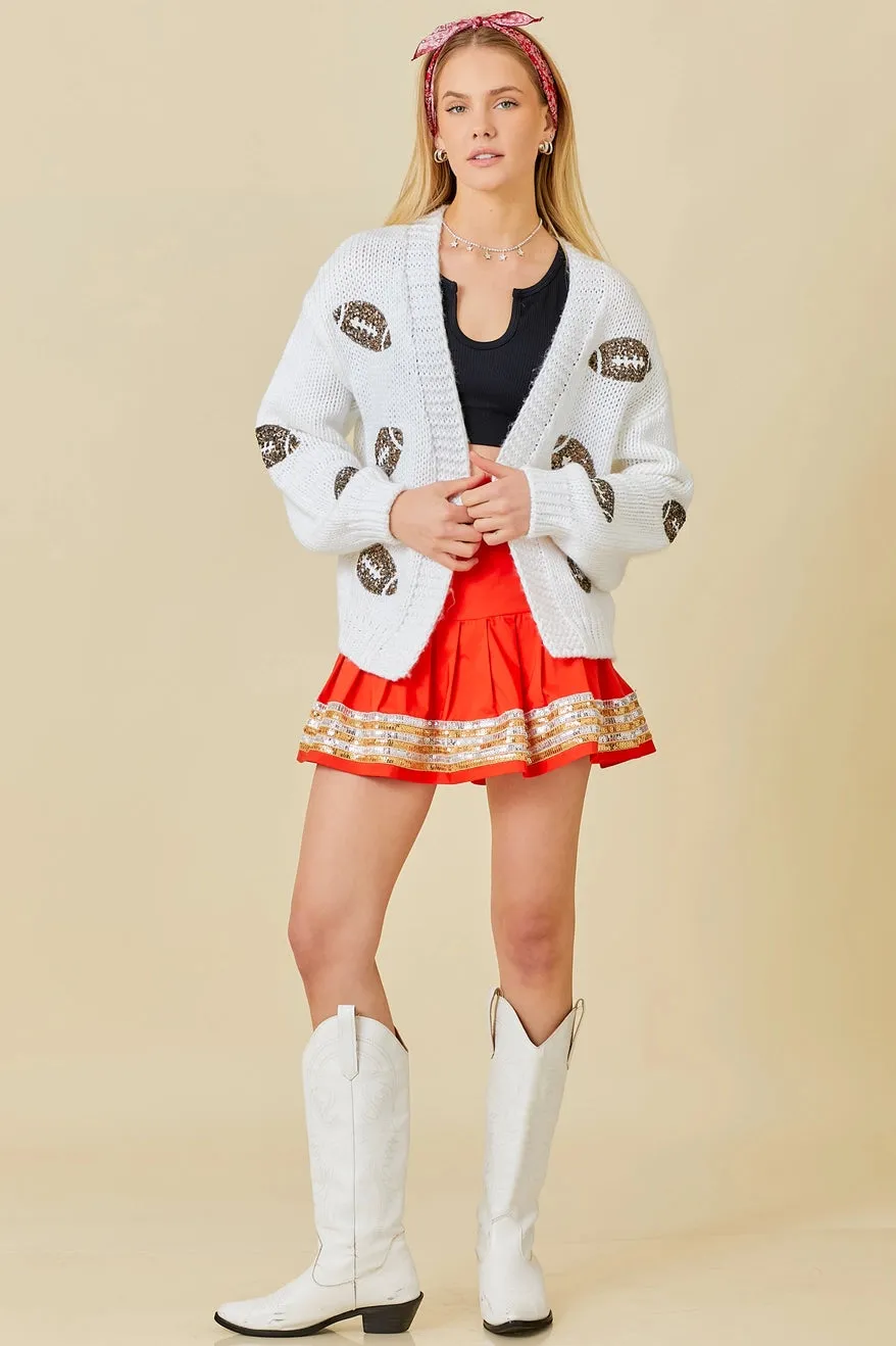 FOOTBALL SEQUIN PATCH CARDI