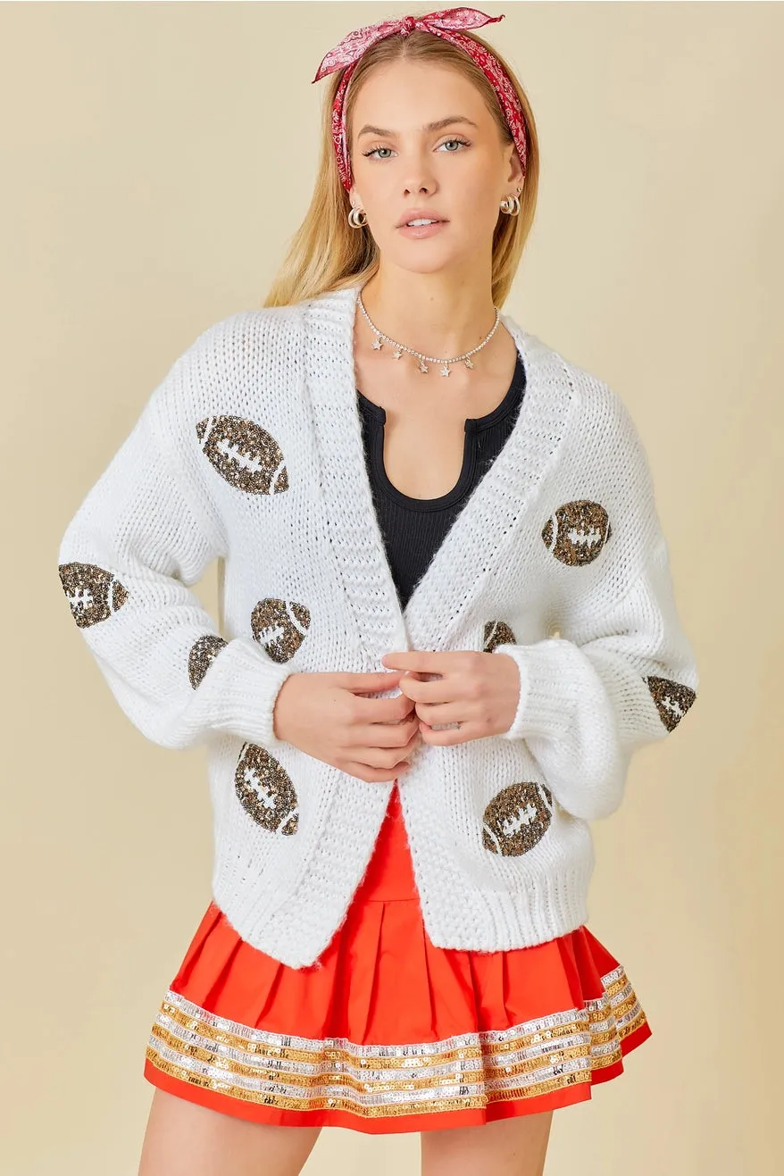 FOOTBALL SEQUIN PATCH CARDI