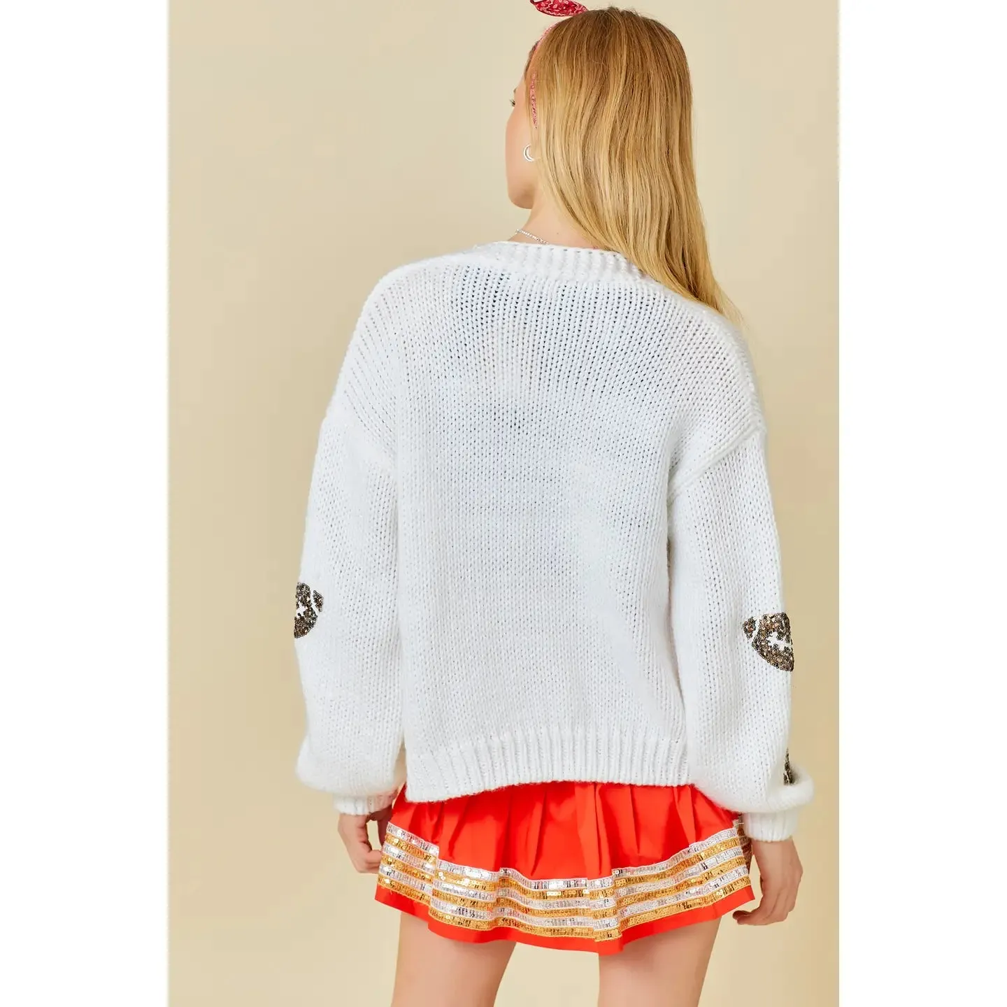 FOOTBALL SEQUIN PATCH CARDI