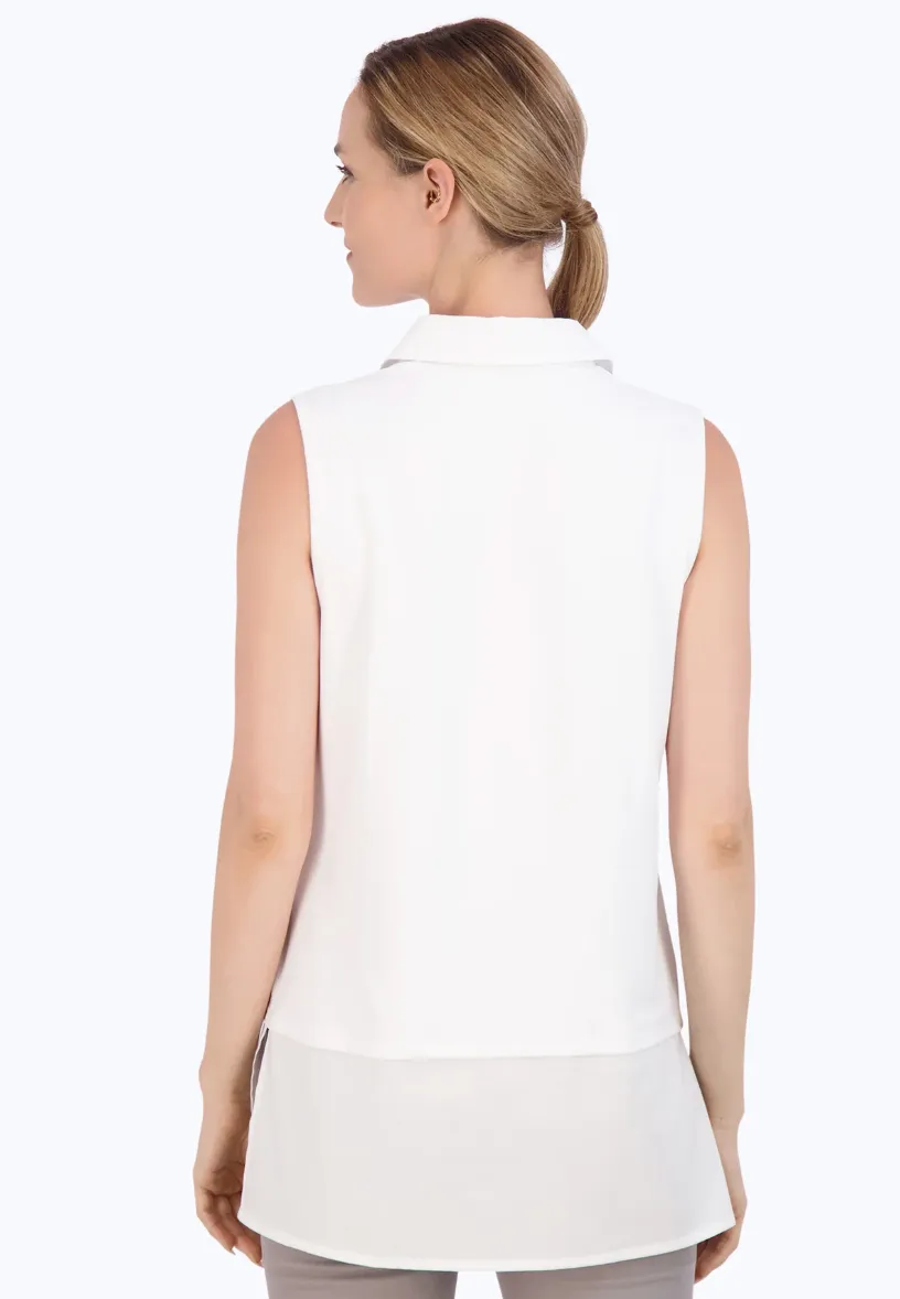 Foxcroft Sasha Knit-Woven Sleeveless Layering Tunic