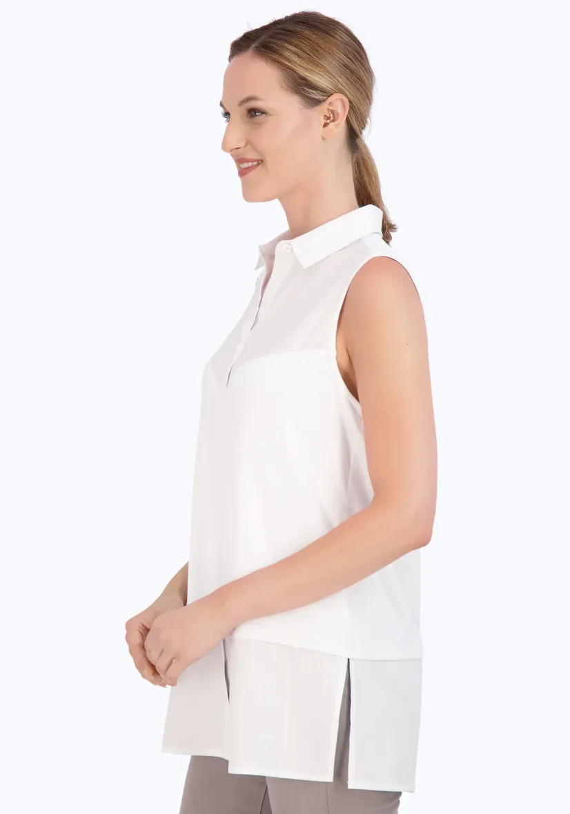 Foxcroft Sasha Knit-Woven Sleeveless Layering Tunic