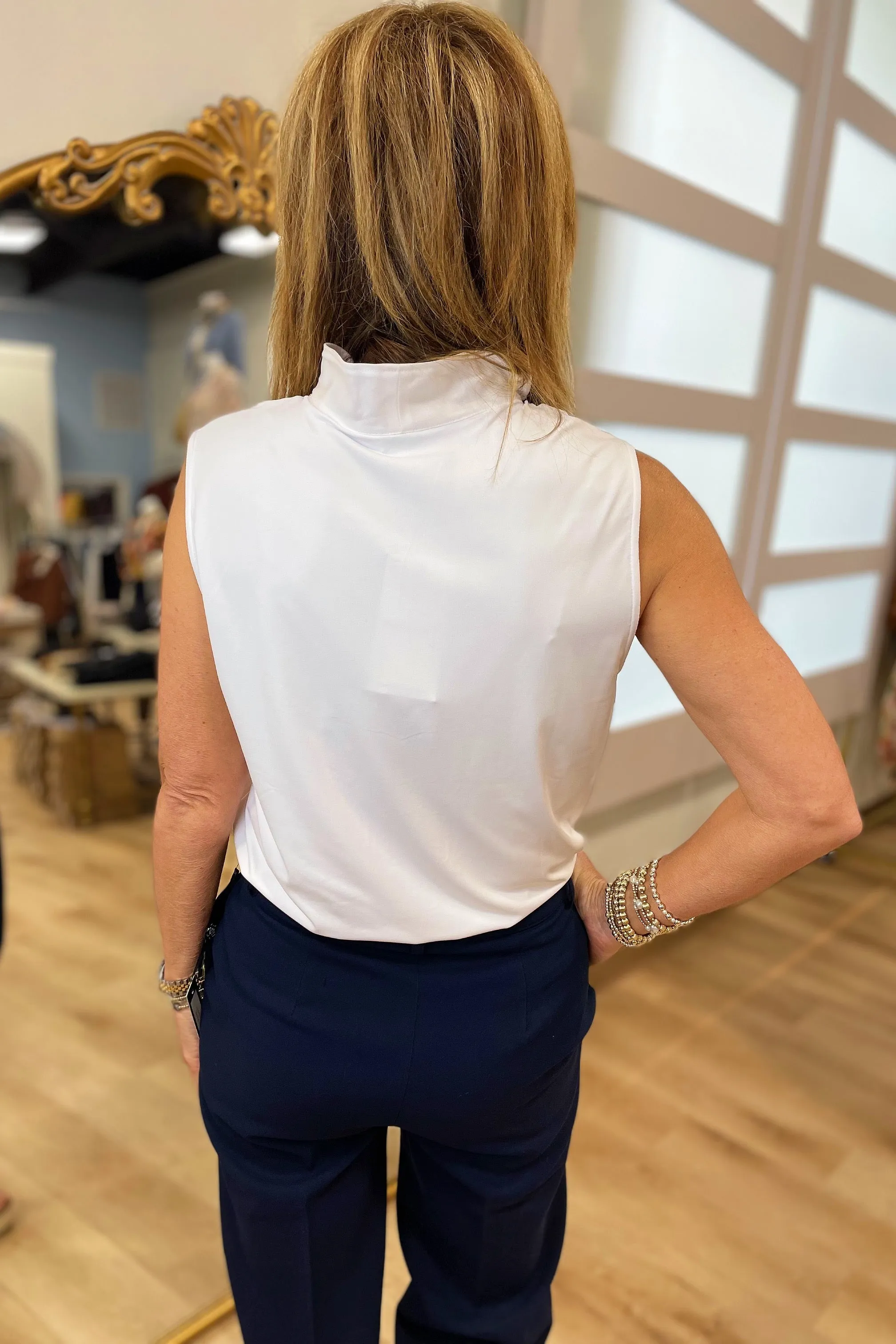 Foxcroft  Tammy Ruffle Collar Layering Tank White