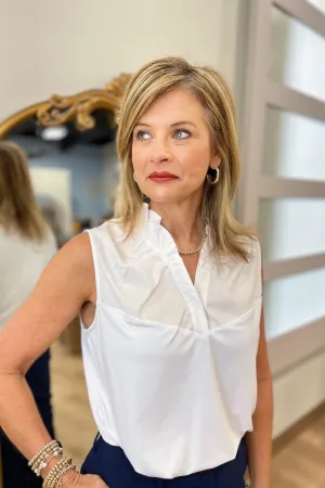 Foxcroft  Tammy Ruffle Collar Layering Tank White