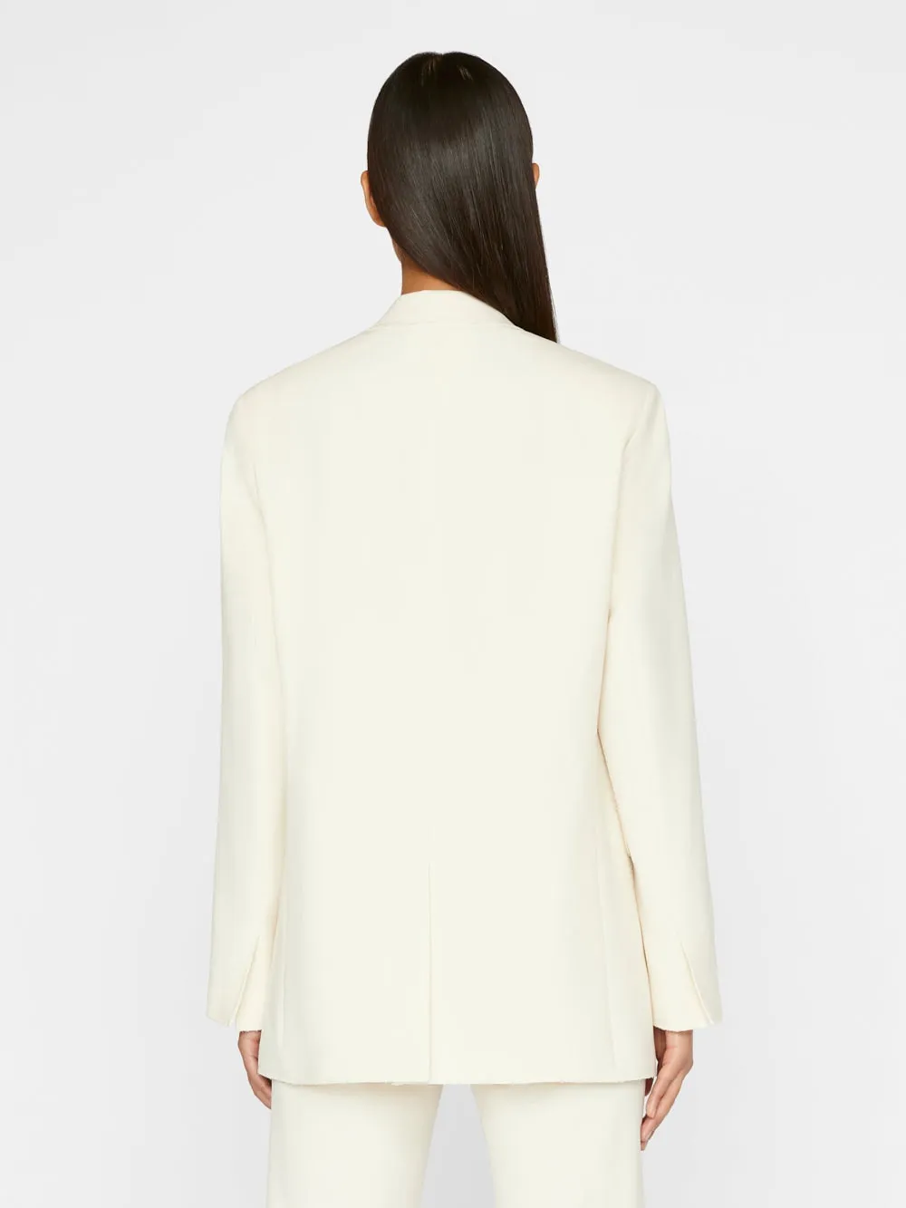 Frame Oversized Raw Edge Blazer in Off White