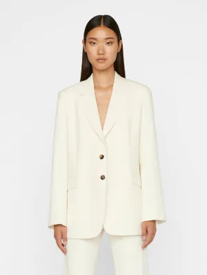 Frame Oversized Raw Edge Blazer in Off White