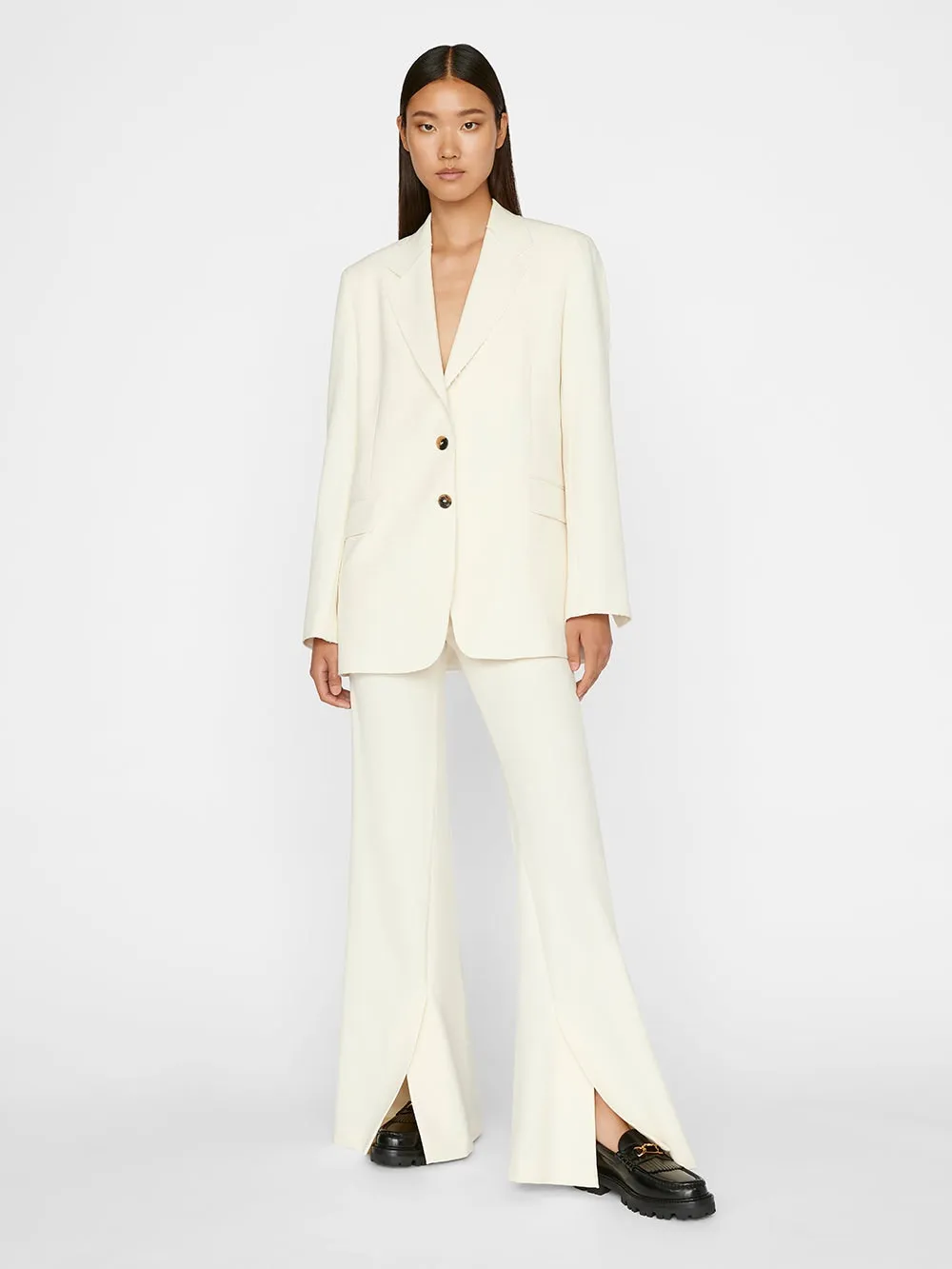 Frame Oversized Raw Edge Blazer in Off White