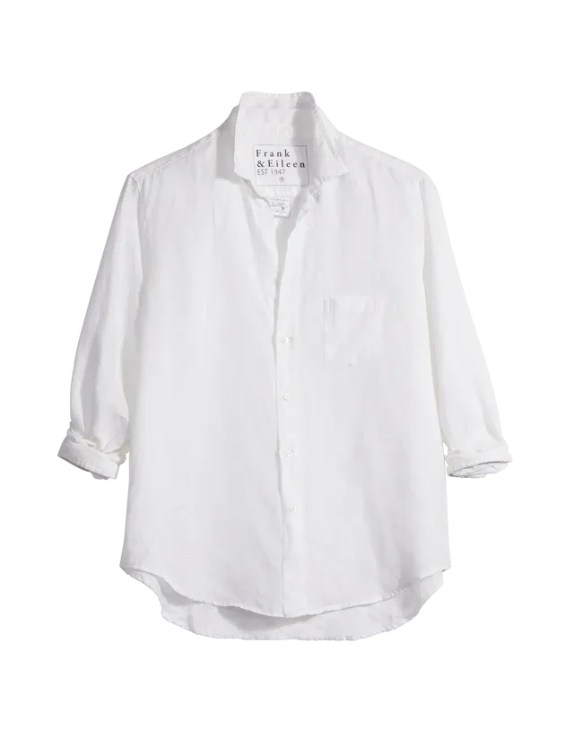 Frank & Eileen Woven Button Up in White Linen