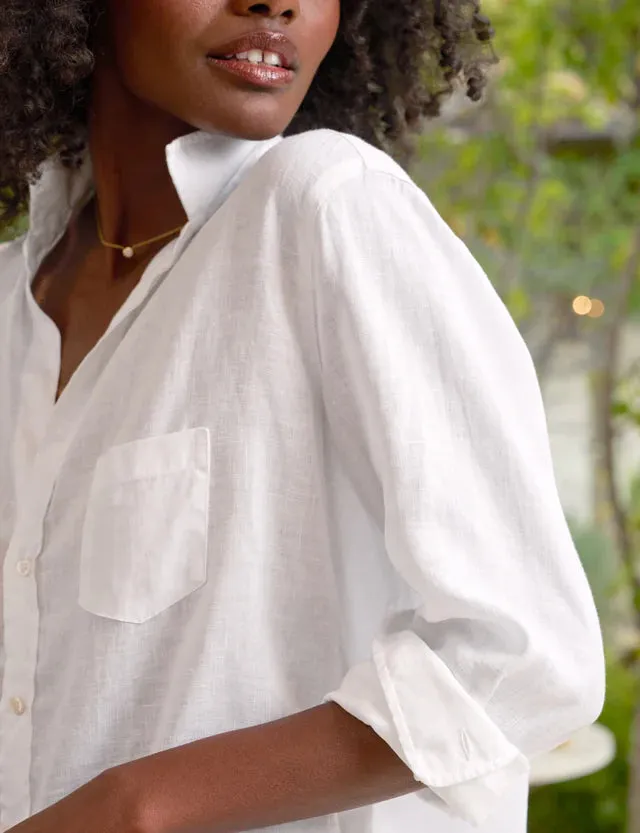 Frank & Eileen Woven Button Up in White Linen