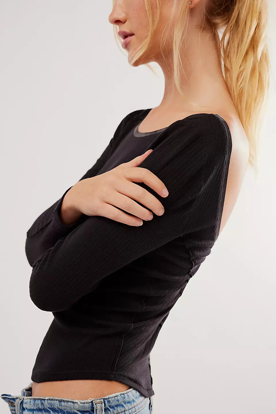 Free People Long Run Layering Top - Black