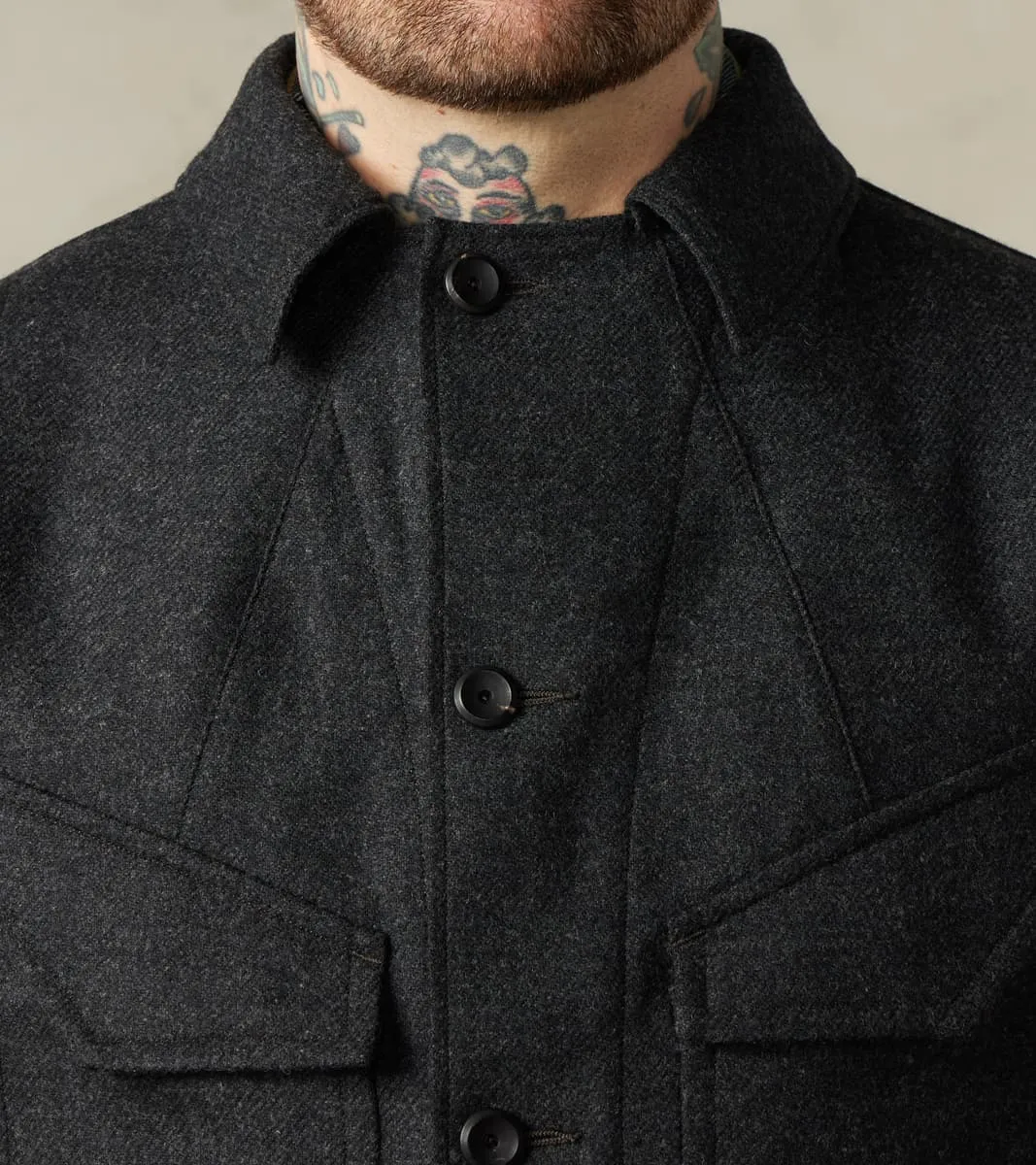 French Rapide Jacket - Abraham Moon® Coal Merino Twill