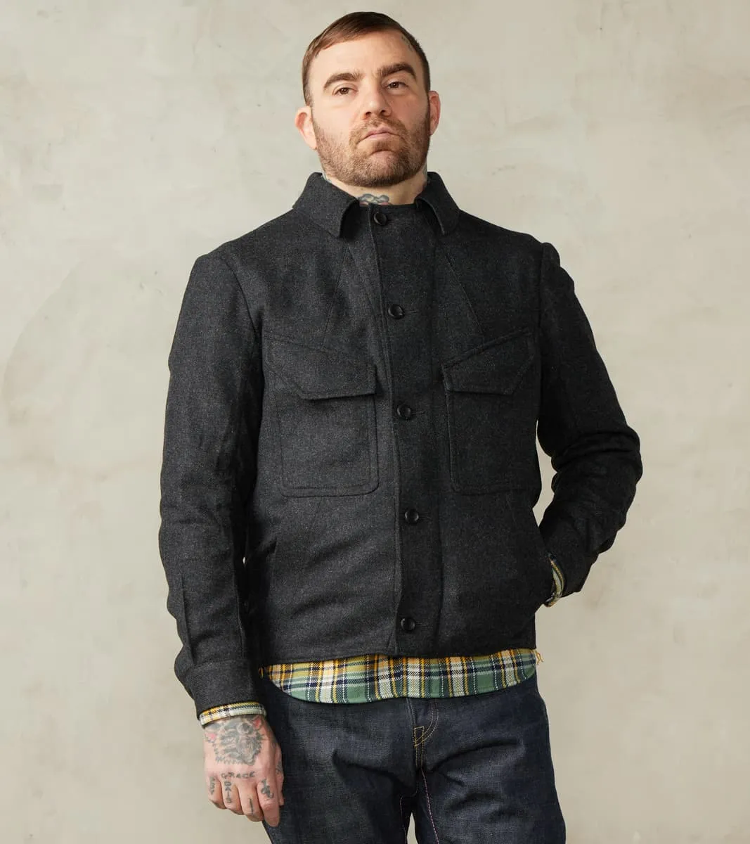French Rapide Jacket - Abraham Moon® Coal Merino Twill