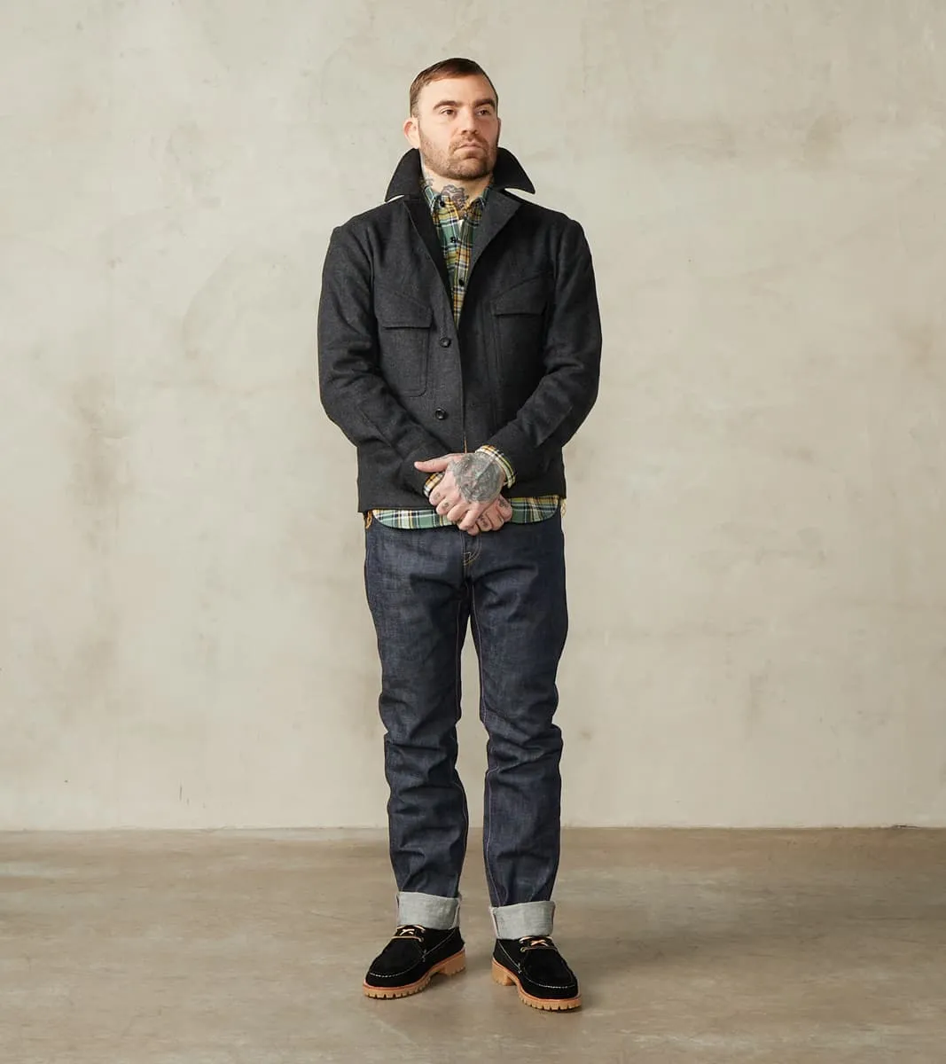 French Rapide Jacket - Abraham Moon® Coal Merino Twill