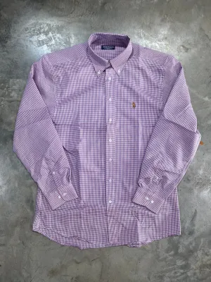 Fresh Lavender Gingham Long Sleeve Button Down Dress Shirt