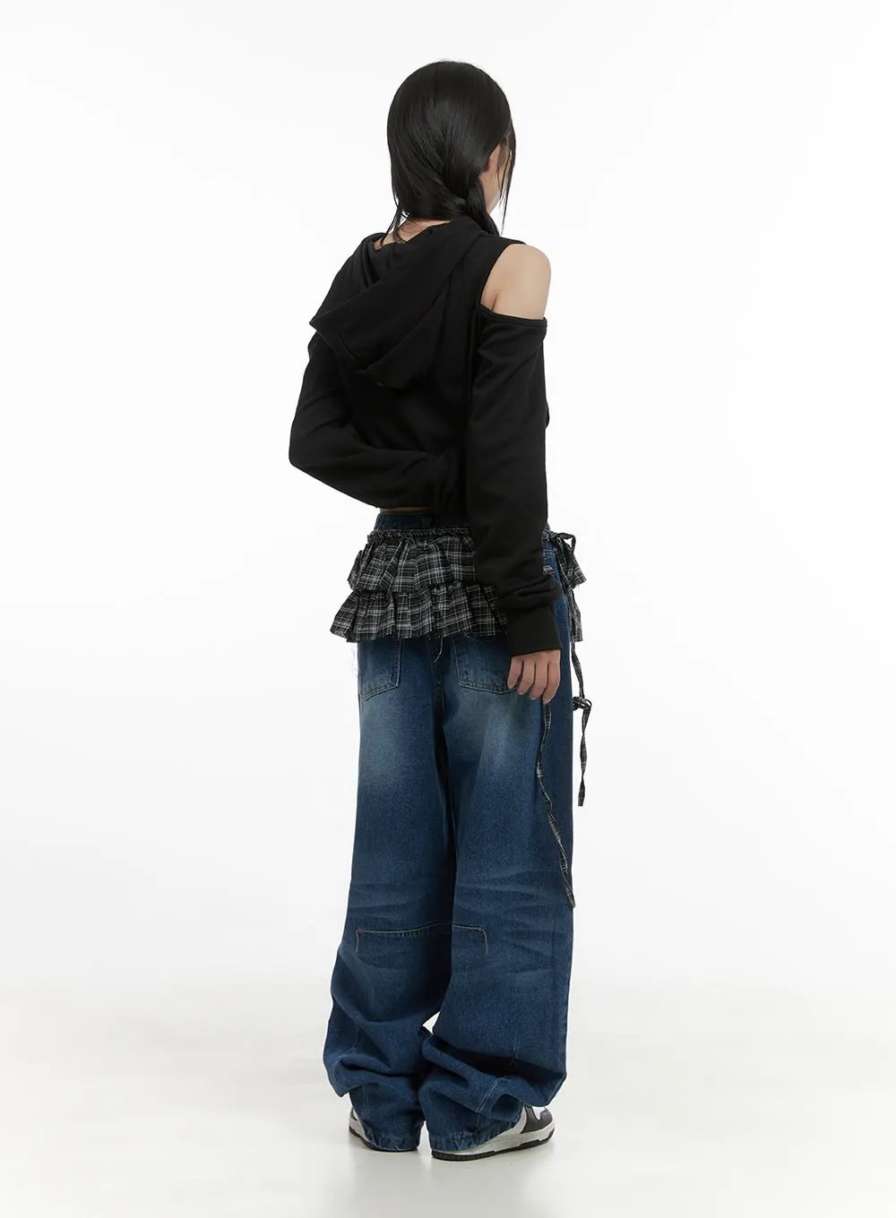 Frill Checkered Layering Mini Skirt CS419