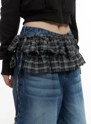 Frill Checkered Layering Mini Skirt CS419