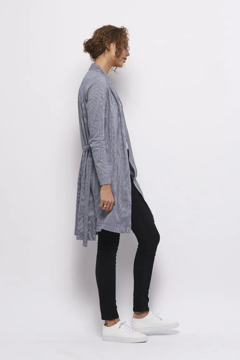 Froks Wrap Jersey Cardigan / Blue & White pattern
