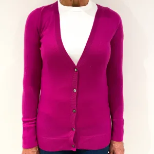 Fuchsia Pink Cashmere Cardigan Medium