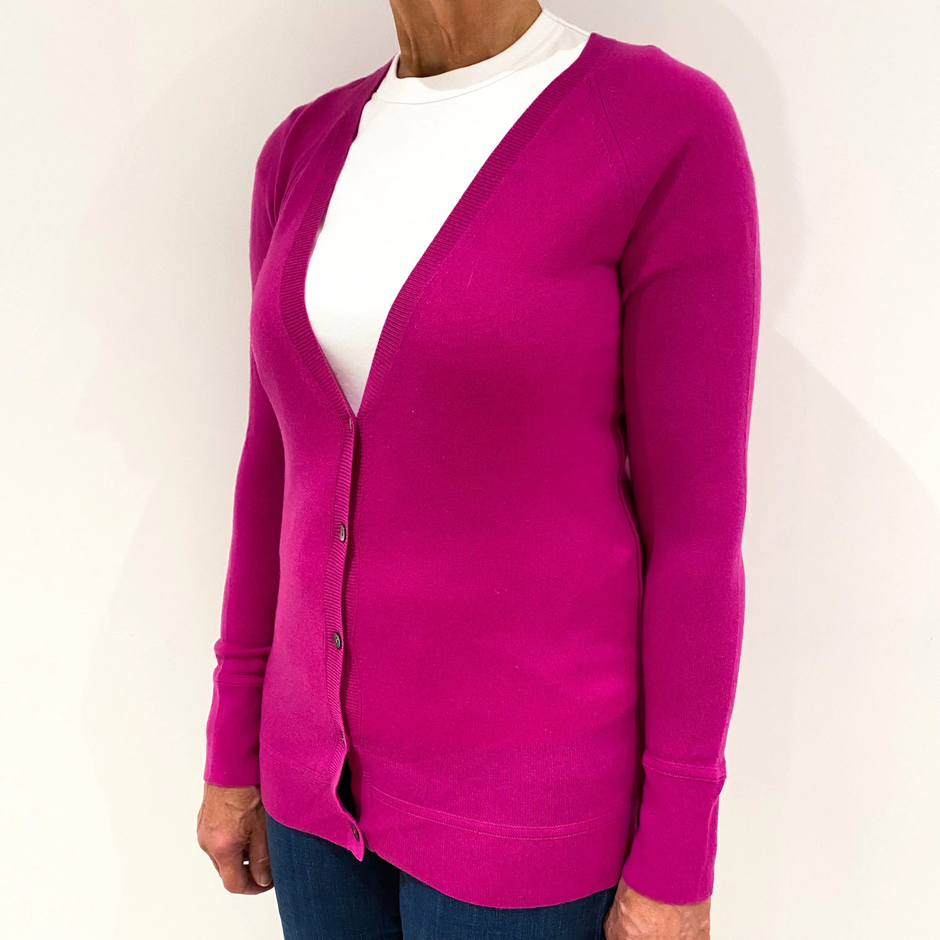 Fuchsia Pink Cashmere Cardigan Medium