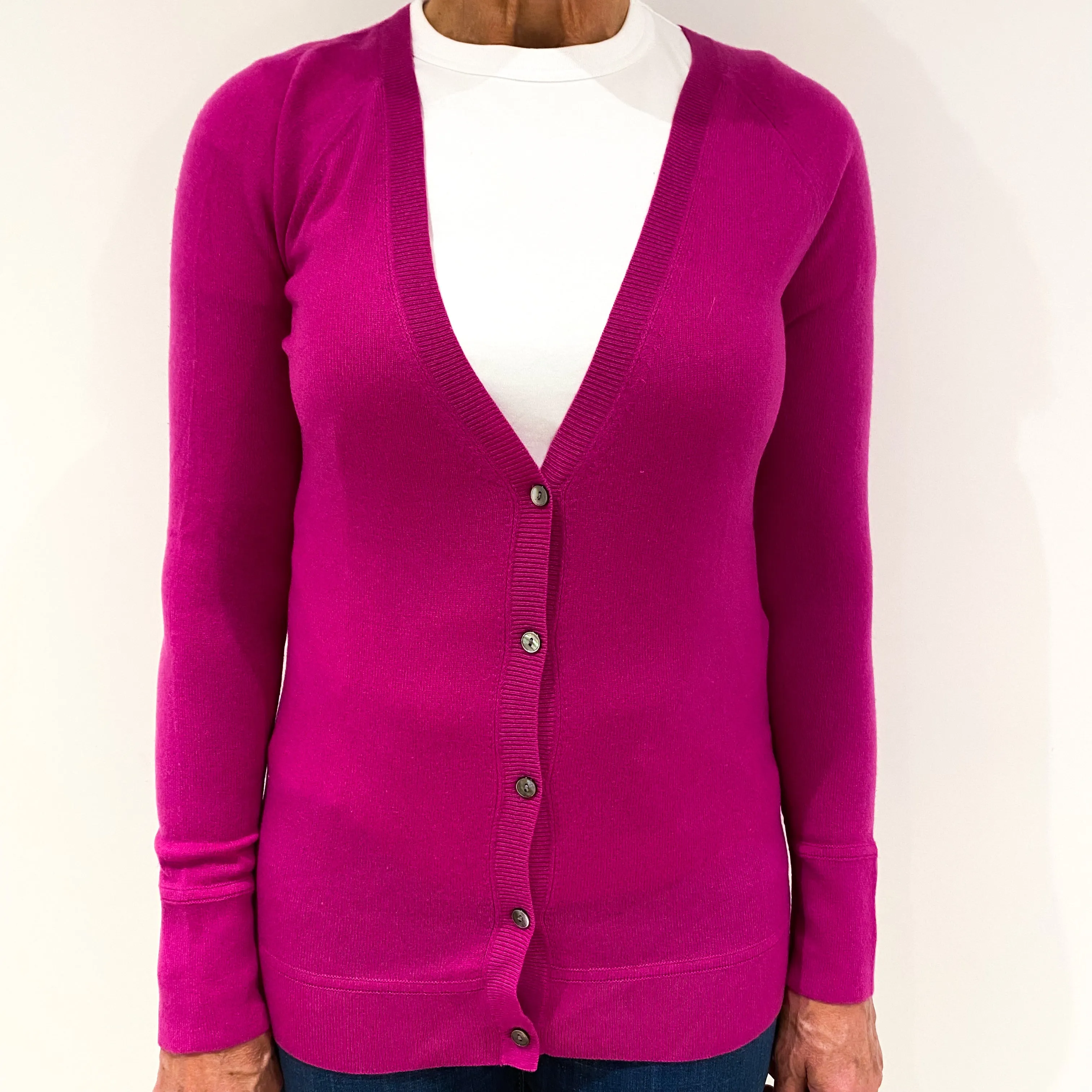 Fuchsia Pink Cashmere Cardigan Medium