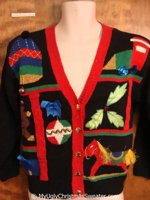 Fun 80s Tacky Christmas Sweater with Rocking Horse