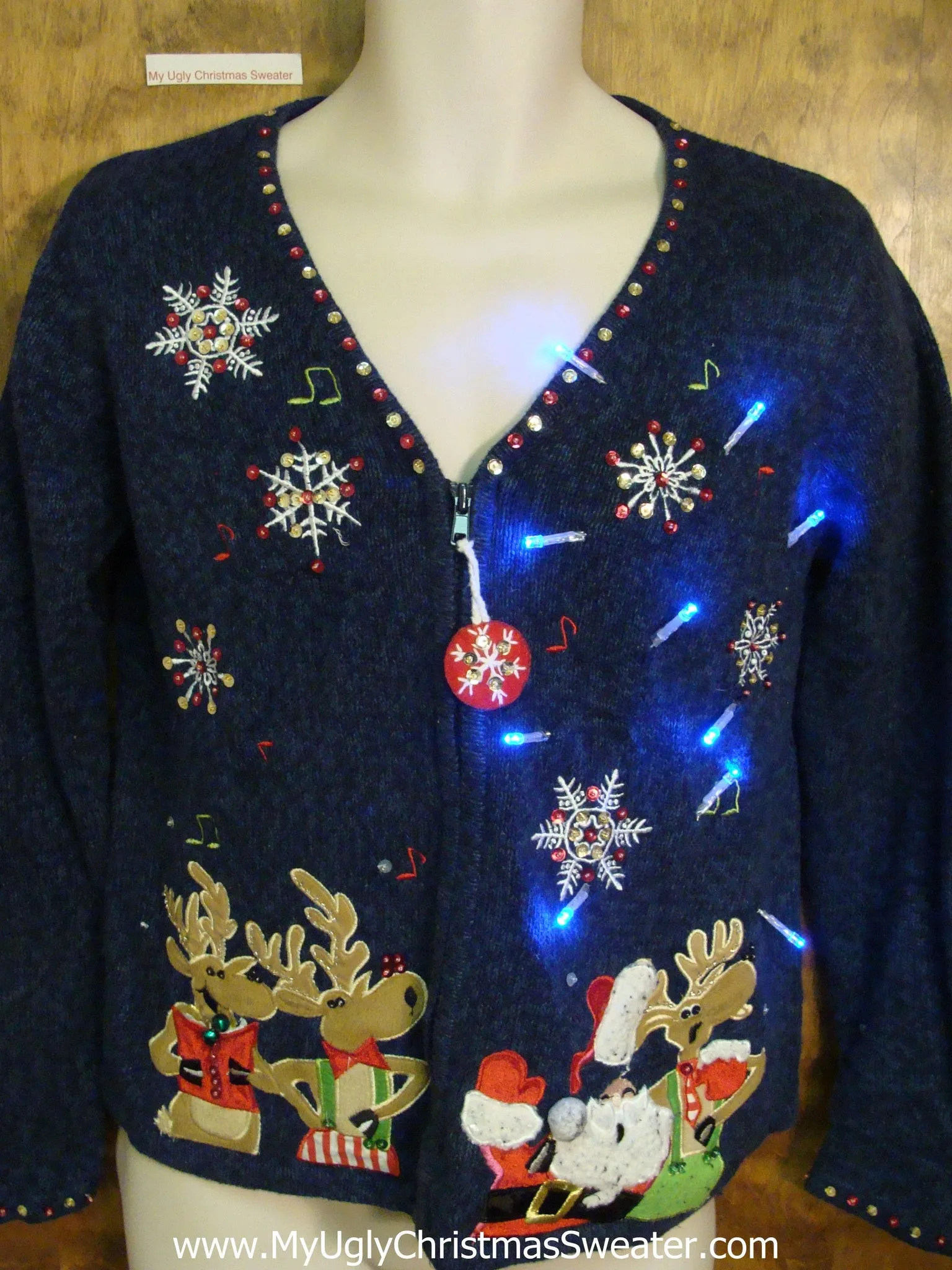 Funny Laughing Reindeer Light Up Ugly Xmas Sweater