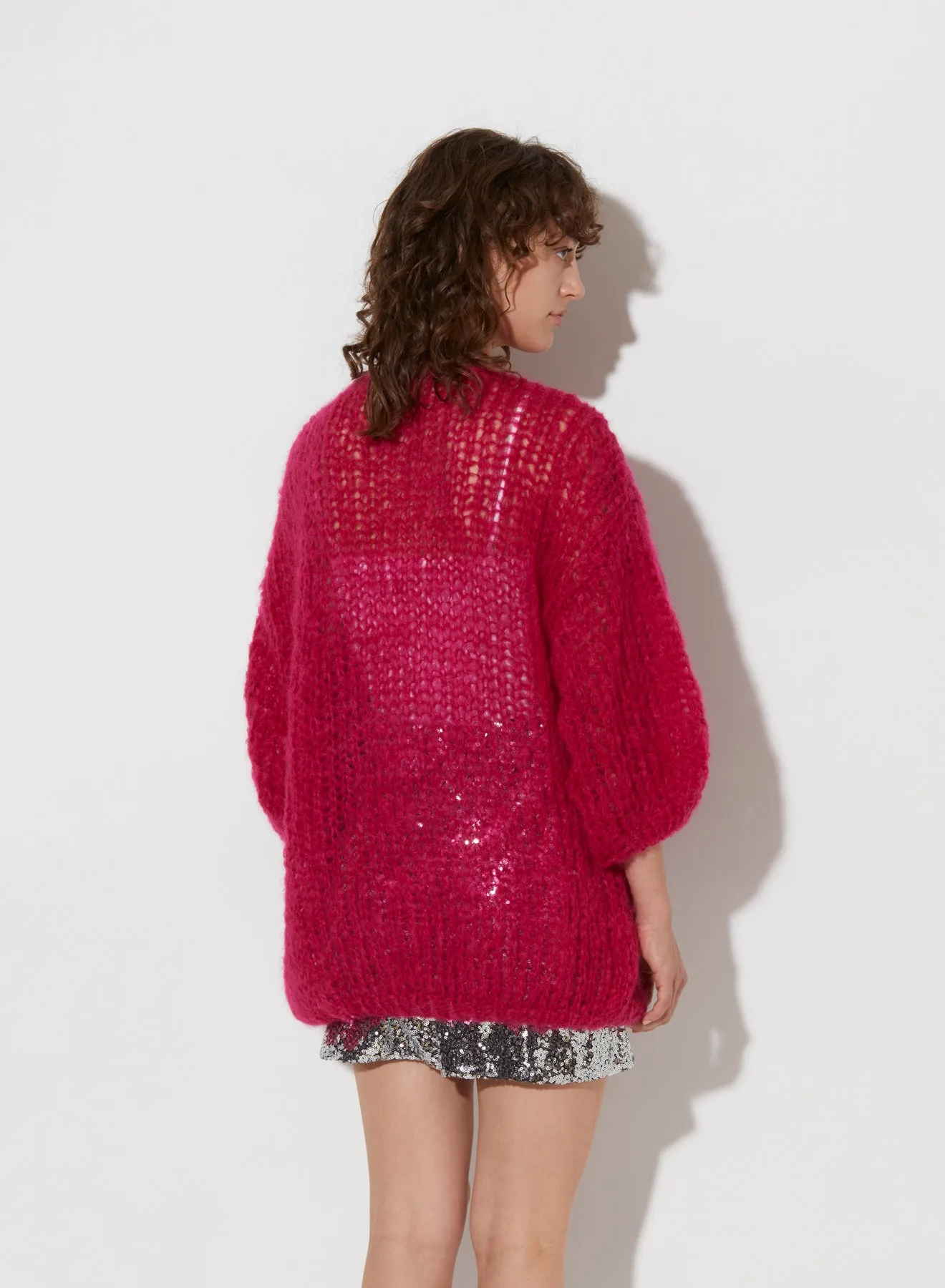 Fuschia Oversized Cardigan Sweater