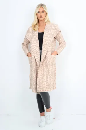 Geometric Print Open Front Cardigan