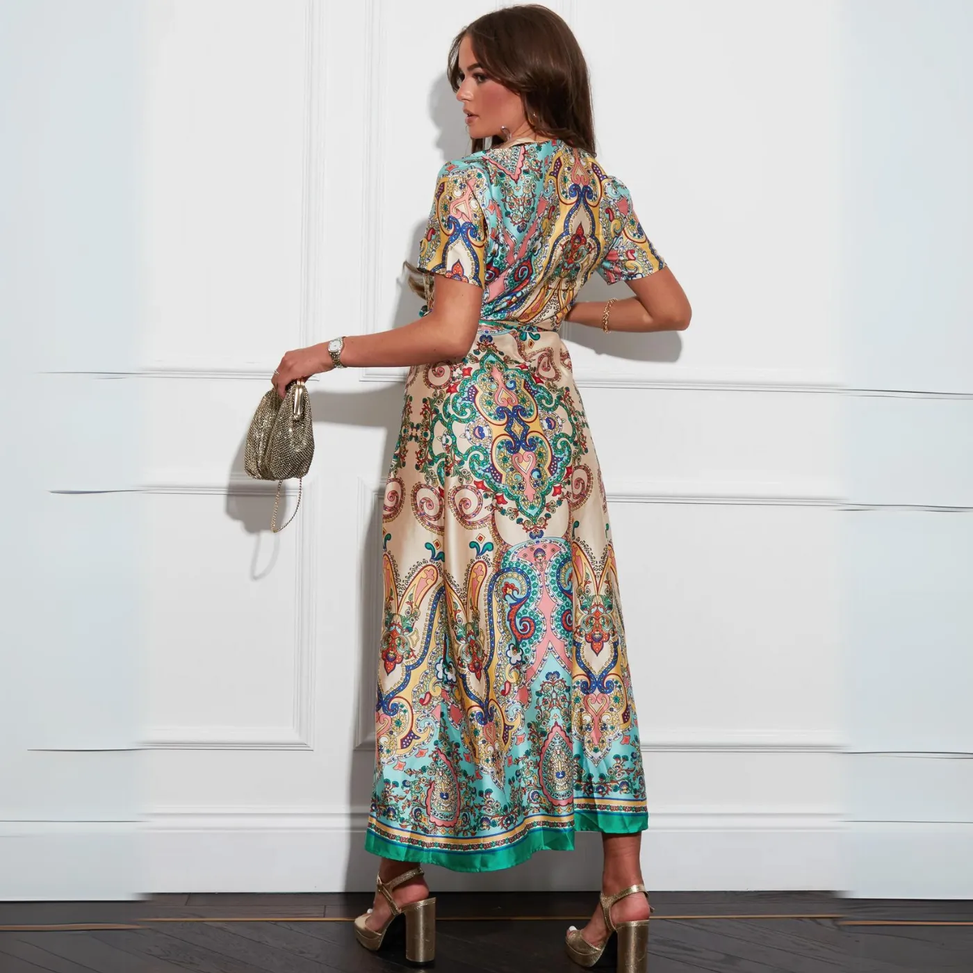 Girl In Mind Aurora Maxi Border Print Shirt Dress | Multicolour