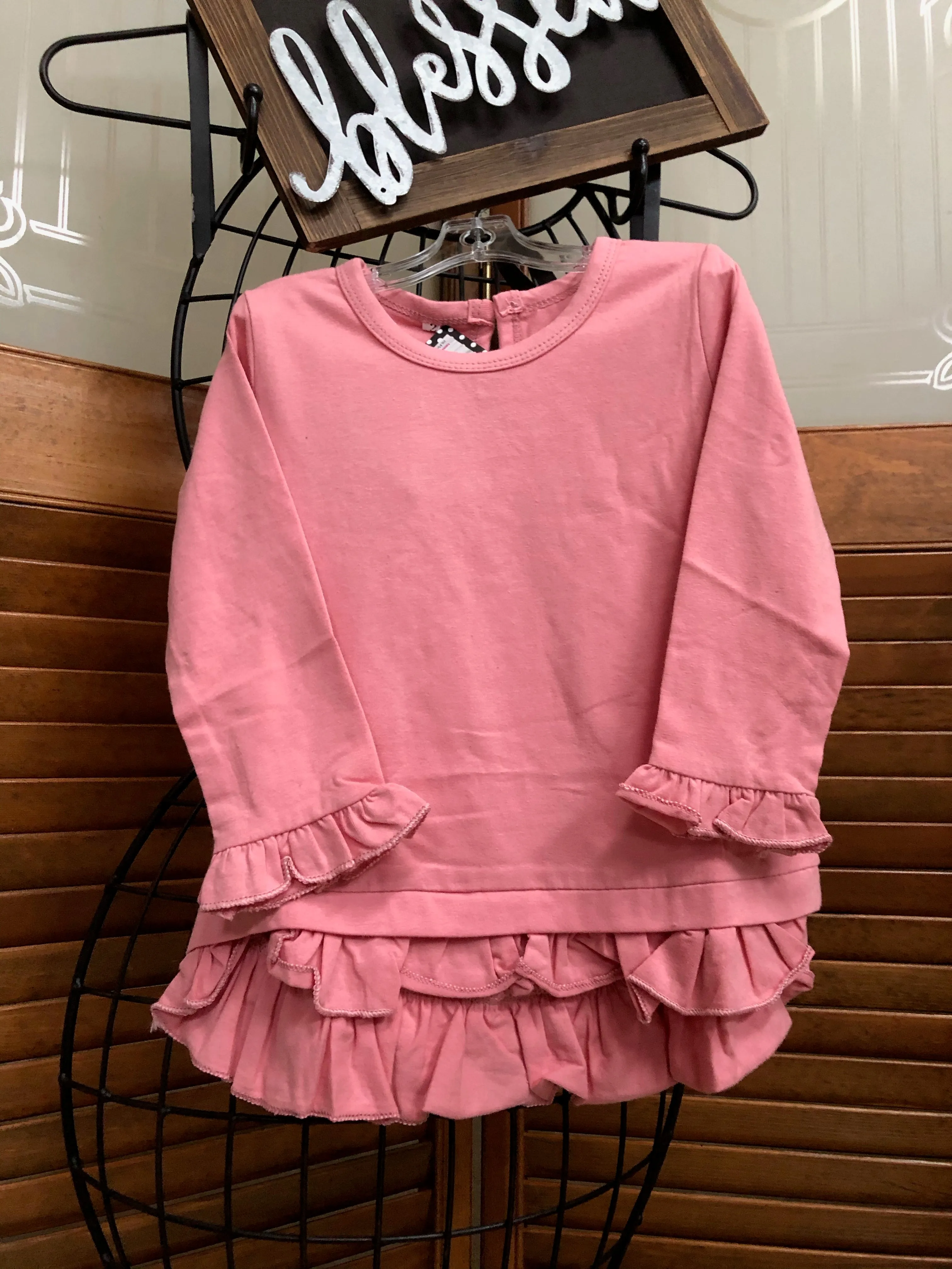 Girl’s Pink High-Low Ruffle Tunic