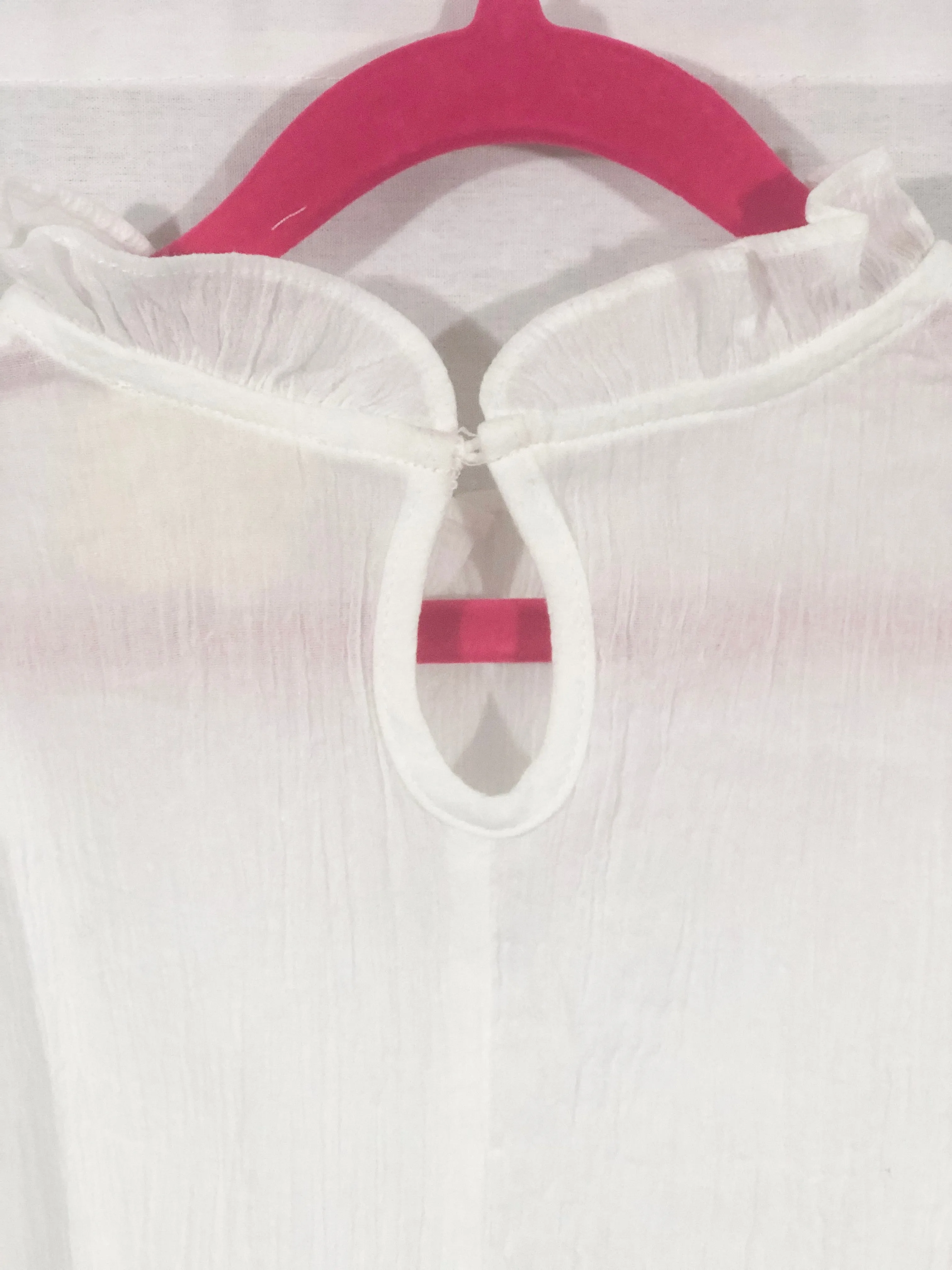 Girls White Rufffle Long Sleeve Top