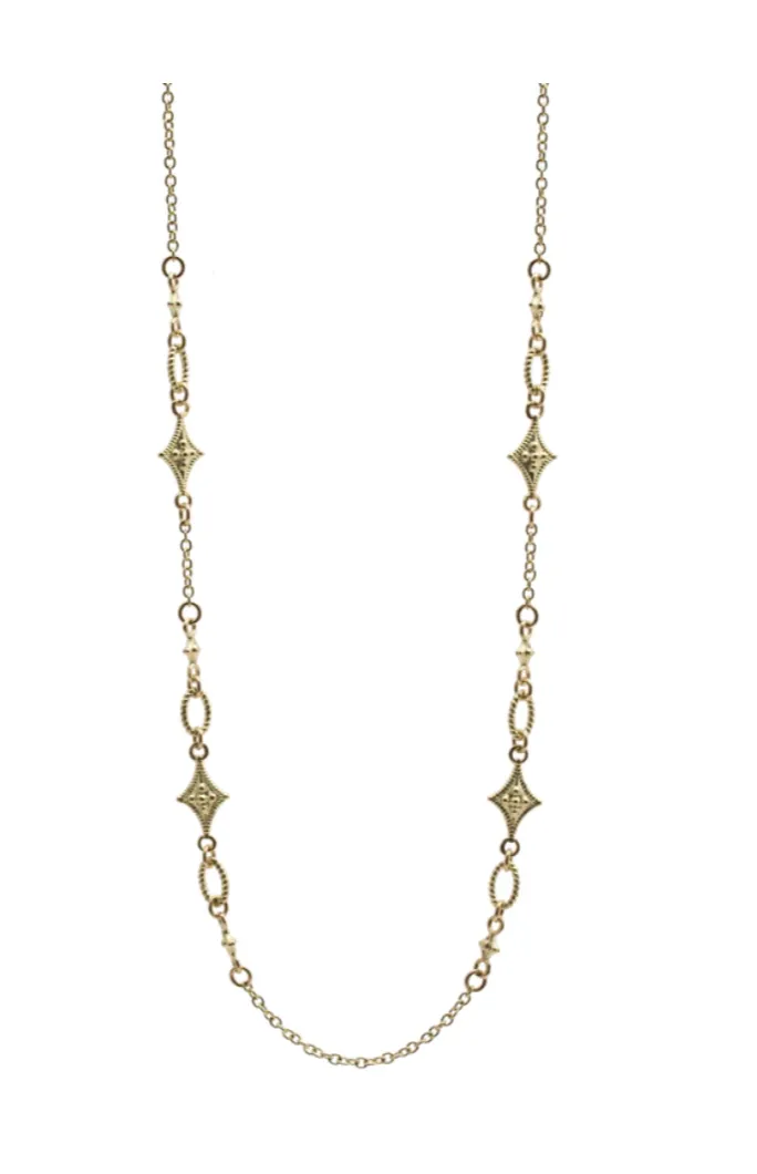 Gold Crivelli Scroll Oval Link Necklace