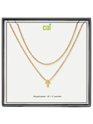 Gold Cross Dainty Chain Layering Necklace