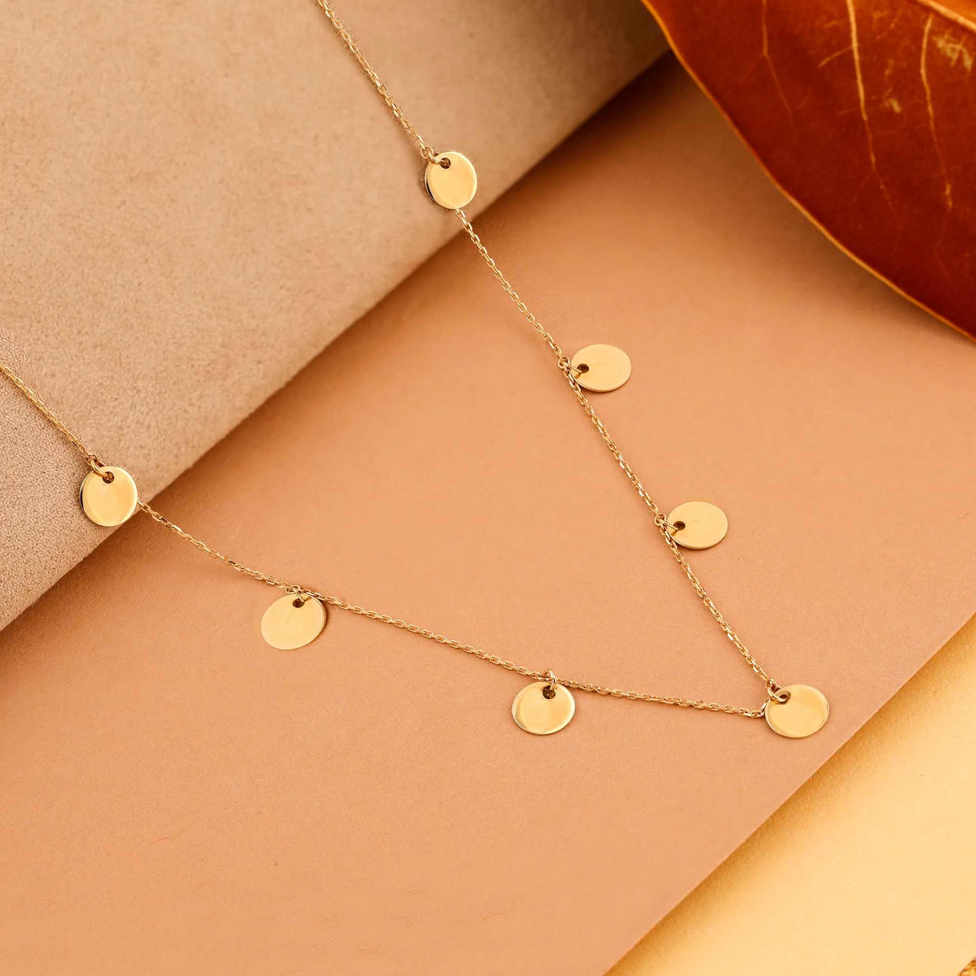 Gold Discs Station Necklace, Cindra
