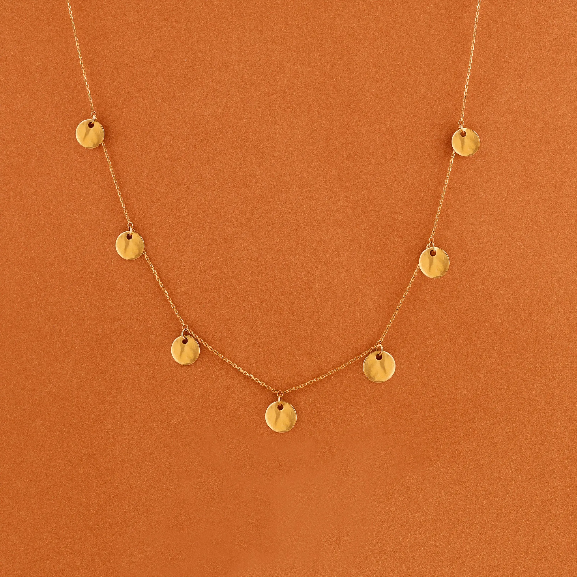 Gold Discs Station Necklace, Cindra