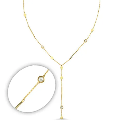 Gold-Filled Short Pearl Layering Lariette Necklace