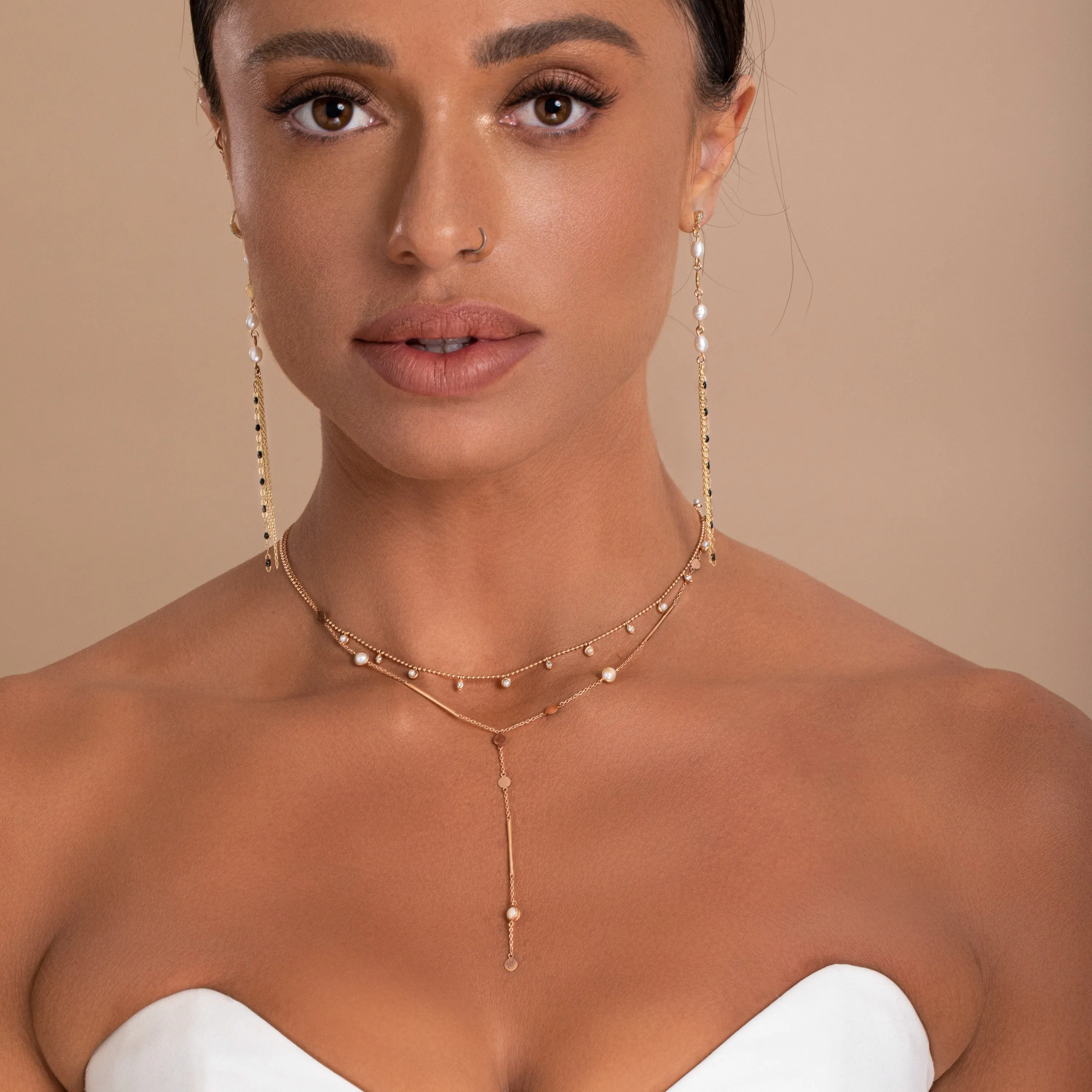 Gold-Filled Short Pearl Layering Lariette Necklace