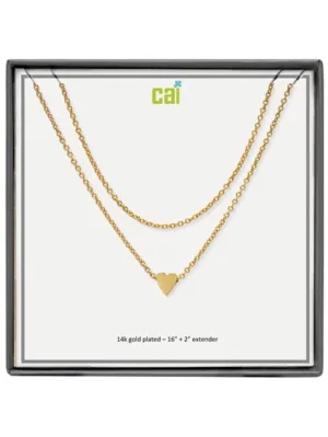 Gold Heart Dainty Chain Layering Necklace
