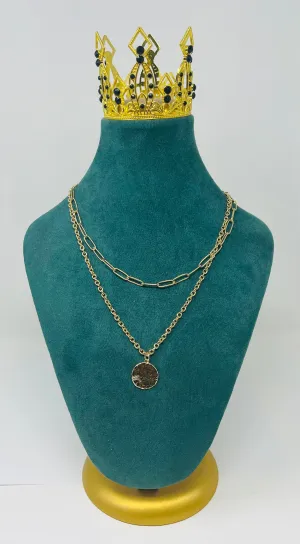 Gold Layering w/ Hammered Circle Necklace
