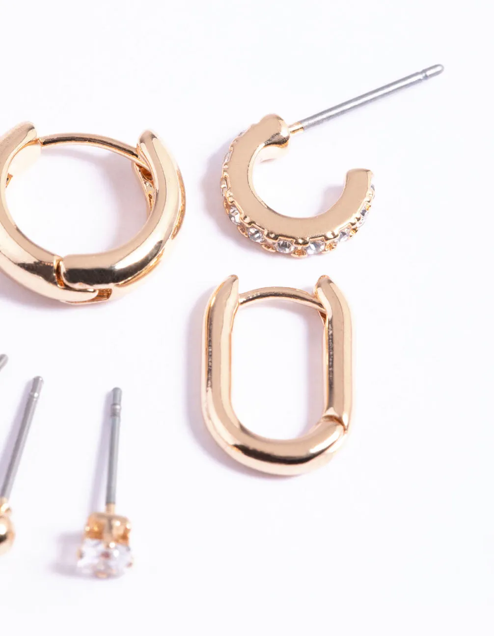 Gold Mixed Stud & Hoop Earrings 6-Pack