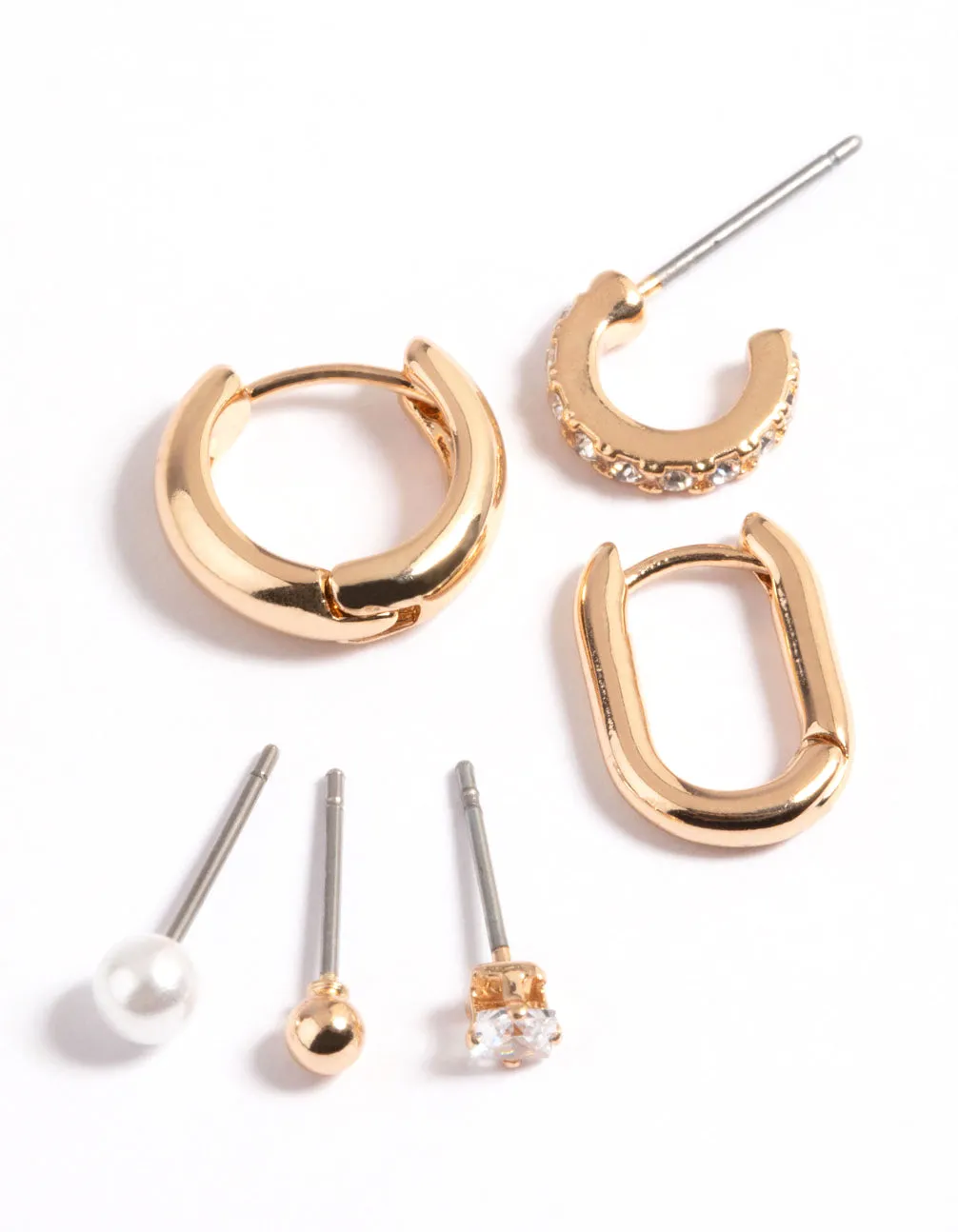 Gold Mixed Stud & Hoop Earrings 6-Pack