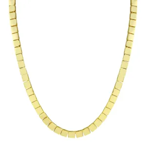 Gold Square Tennis Necklace