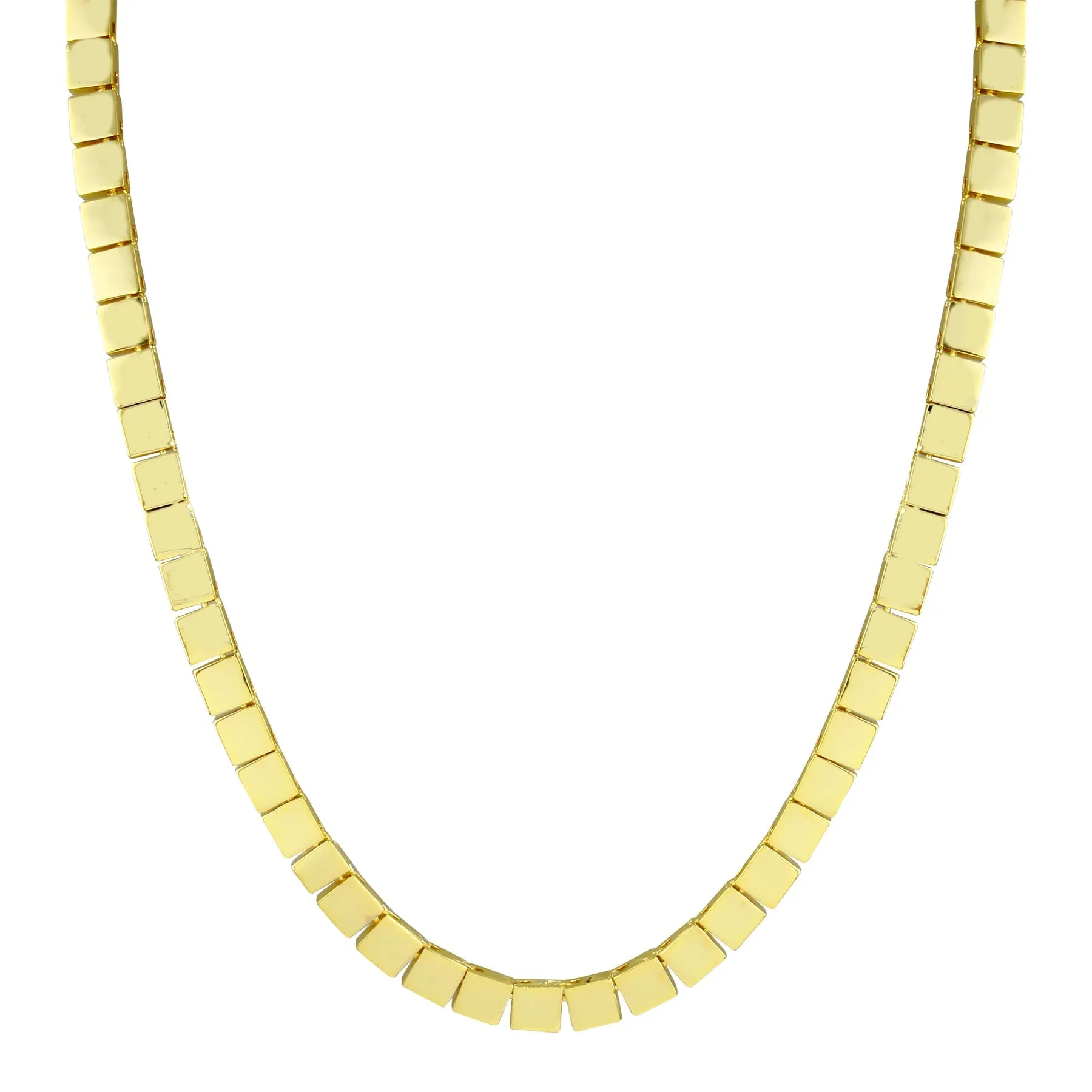 Gold Square Tennis Necklace