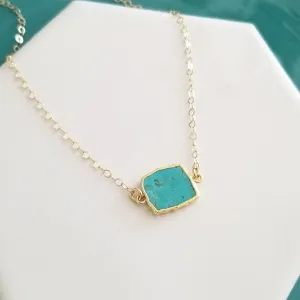 Gold Turquoise Necklace, Gold Layering Gemstone Jewelry
