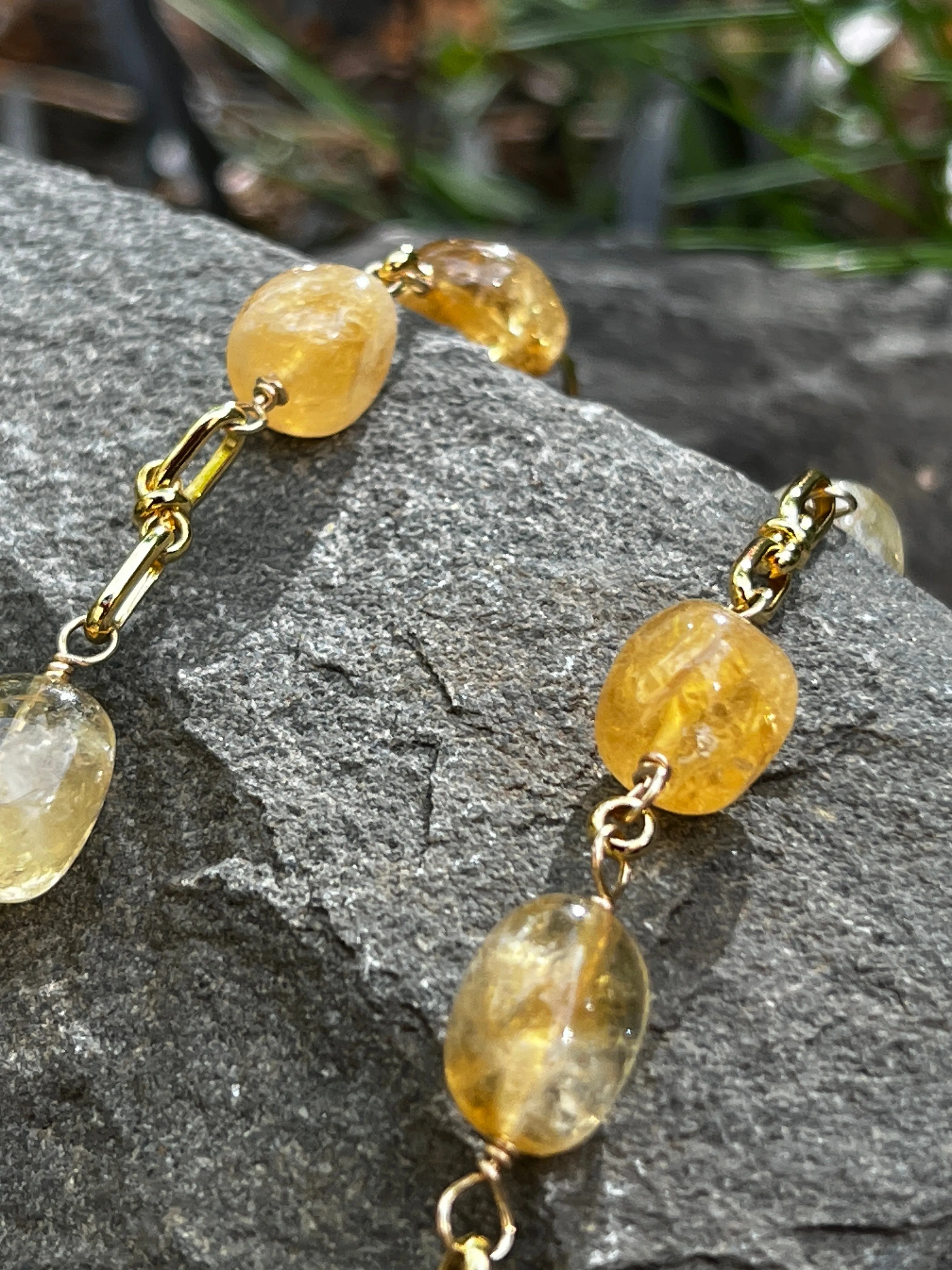Golden Sunshine Citrine & Gold Chain Necklace