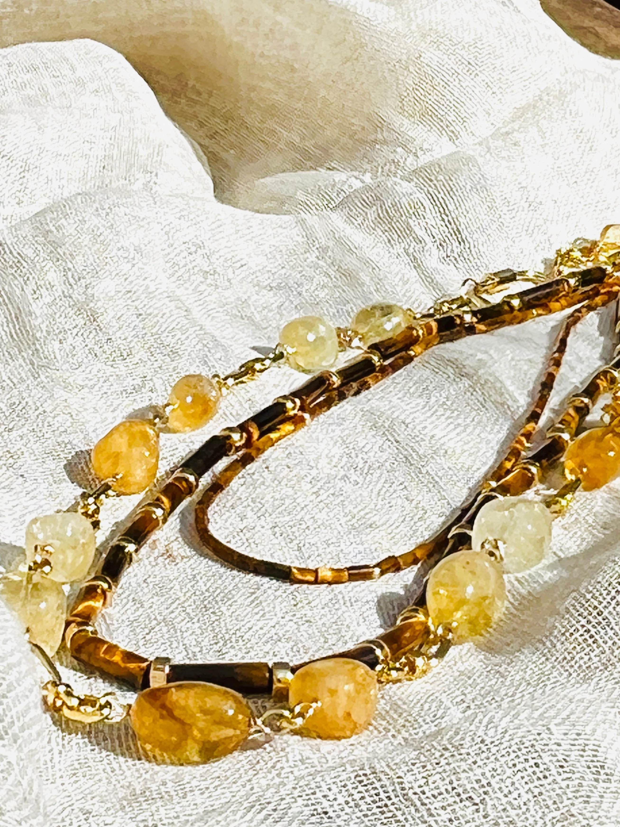 Golden Sunshine Citrine & Gold Chain Necklace